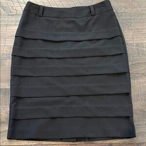 I.N. San Francisco Black Straight Midi Skirt Front Horizontal Pleats 3